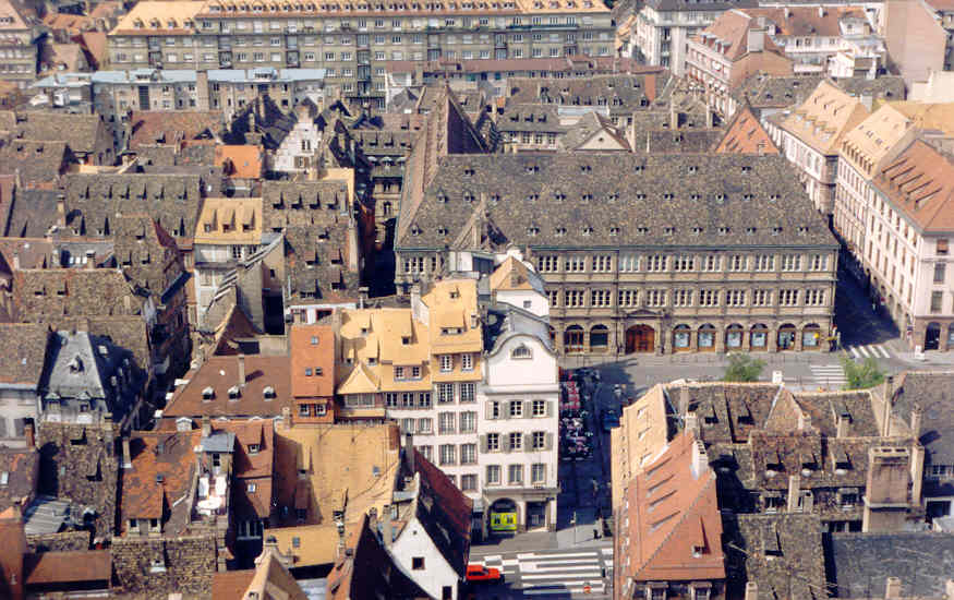 The view of
Strasbourg's roof-tops from the cathedral tower.